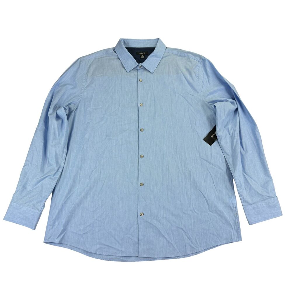 Alfani Mens Stretch Modern Solid Button Down Shirt Light Blue 2XL